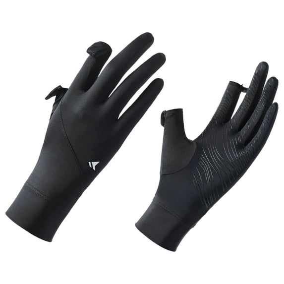 Cxui Uv Sun Protection Gloves Women, Full Finger Ice Silk Non Slip Driving Gloves for Travel Golfing Running (Black2)