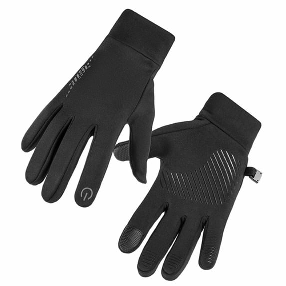 Cxui Winter Gloves Touch Screen, Thermal Warm Gloves with Grip for Cycling Running, Reflective for Safety, Men Women, M, 1Pair (Black2)