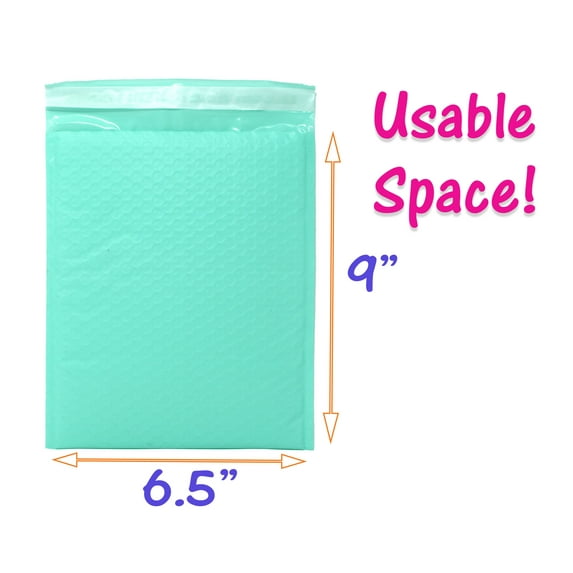 Cyan Aqua Mint Colored Poly Bubble Mailers! Padded Envelope Mailers, Air Cushioned Peel Seal Mail Bags!