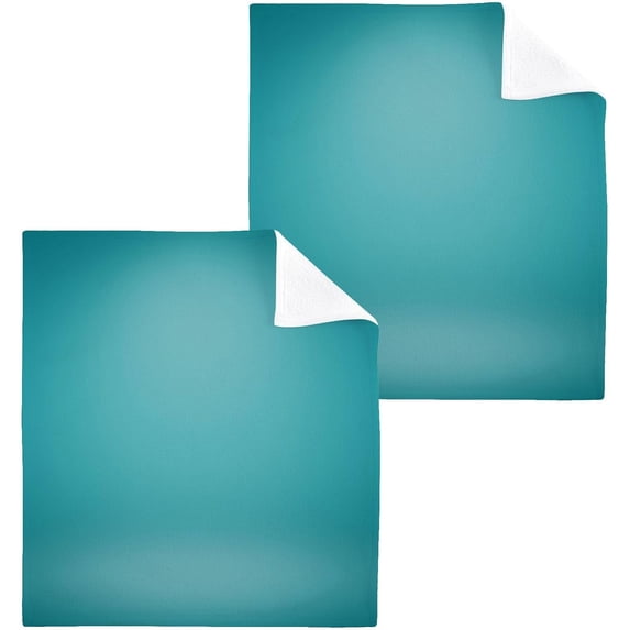 Cyan Blue Color Washcloth 12x12in Set, 4 Pack Absorbent Cotton Towel Square Kitchen Dishes Towels, Soft Cleaning Face Hand Towel Fast Drying Wash cloth