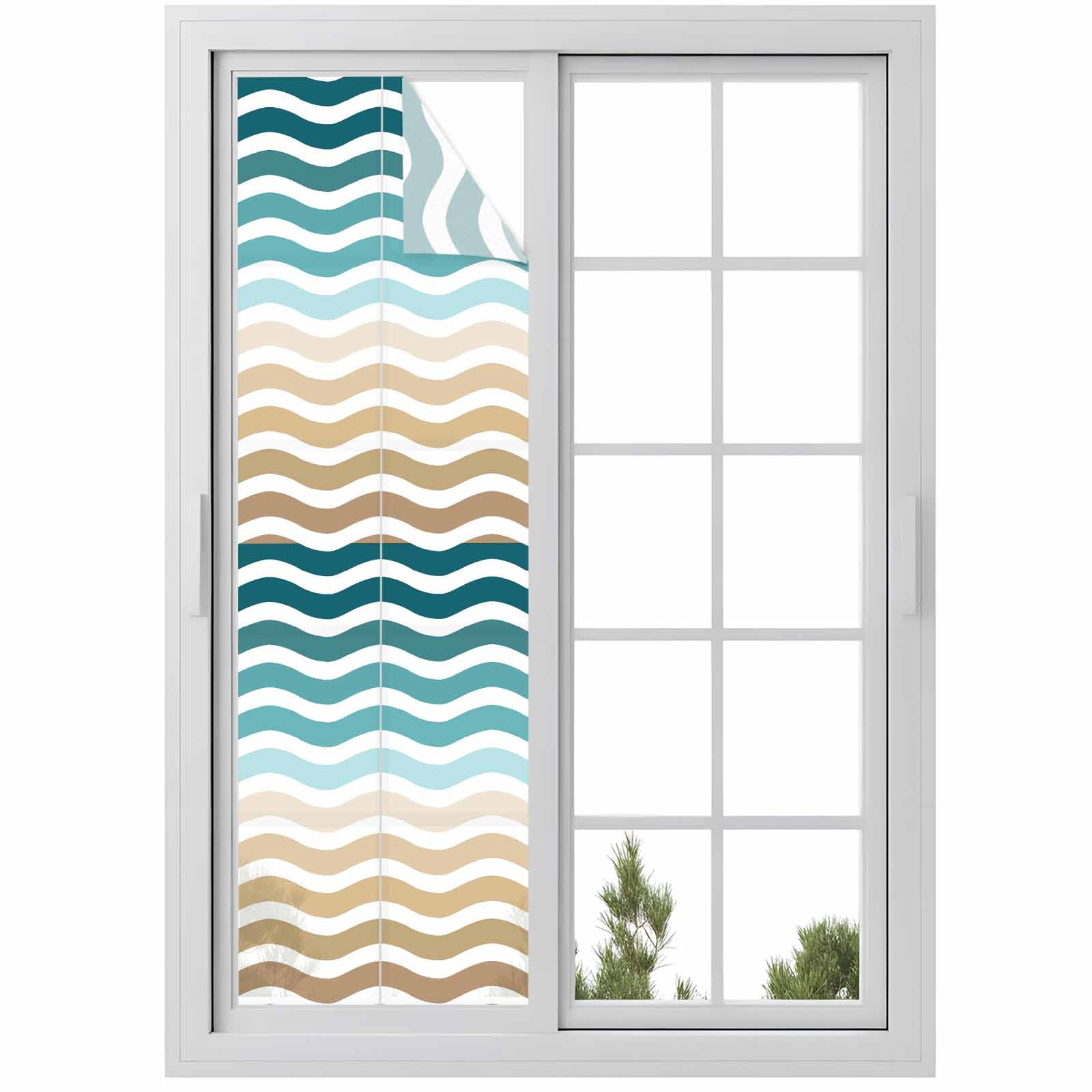 Cyan Brown Window Privacy Film, Water Ripple Frosted Glass Window ...