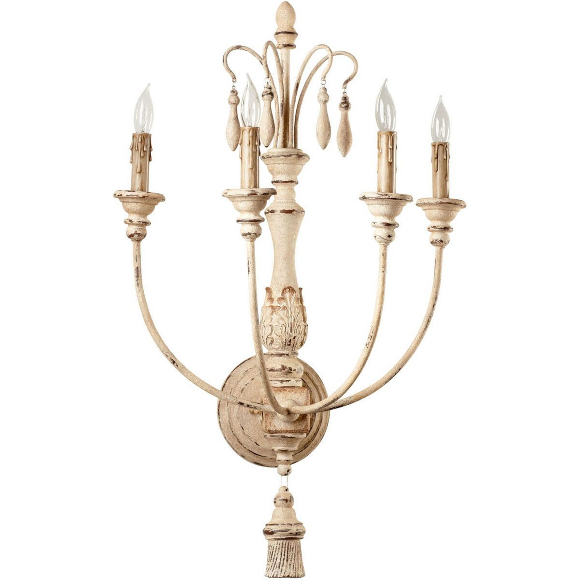Elegant White Iron 4-Light Traditional Wall Sconce