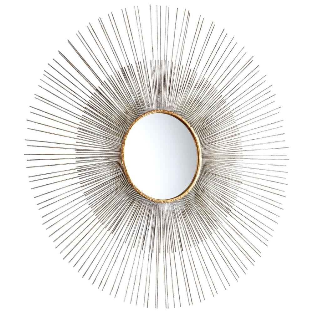 36" Silver and Gold Sunburst Round Wall Mirror