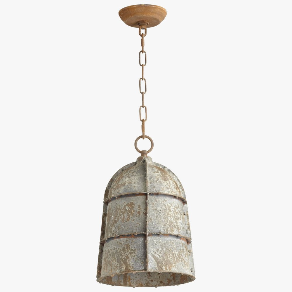 Contemporary Bronze and Glass Bell Pendant Light