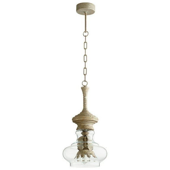 08465-Cyan lighting-Dresden - One Light Pendant - 10 Inches Wide by 30.25 Inches High Sawyer'S White Wash Finish with Clear Glass