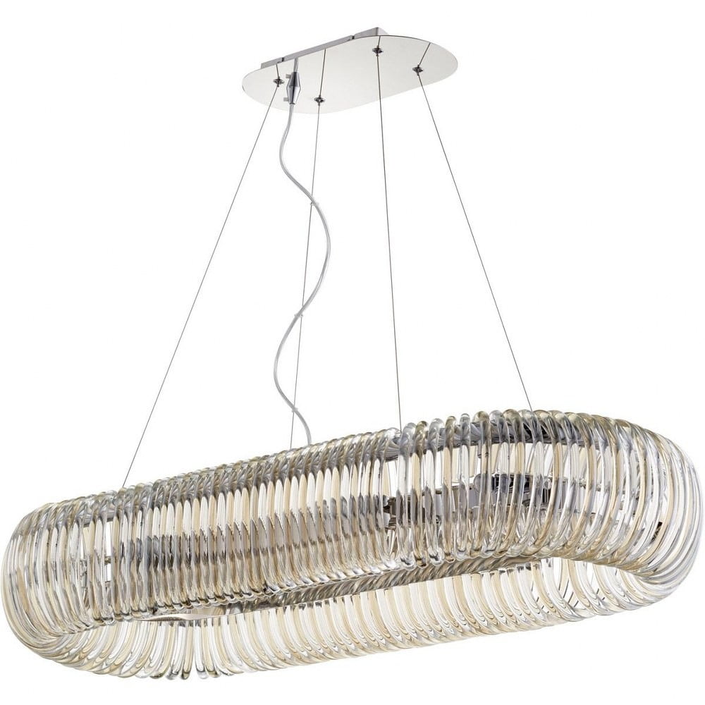 Modern Chrome and Glass Oval Pendant Light
