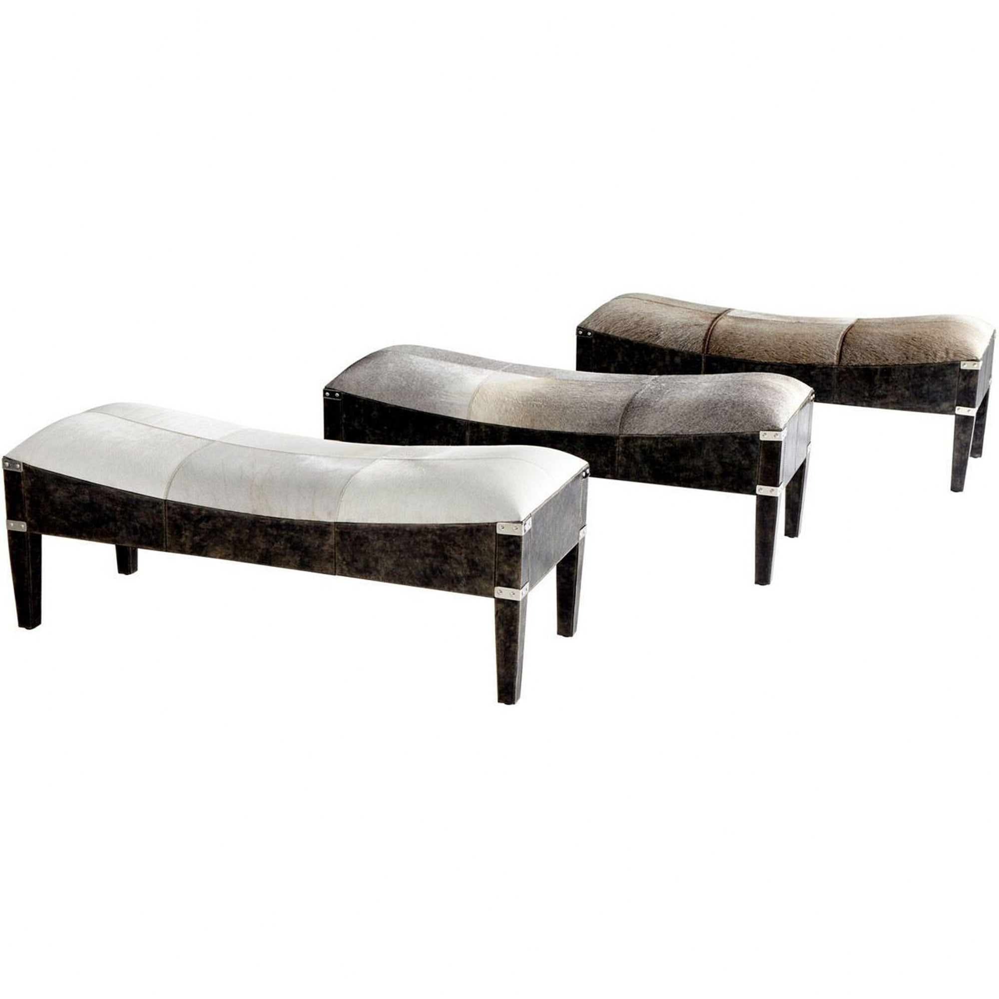Casselton Contemporary Gray Faux Leather 48" Bench