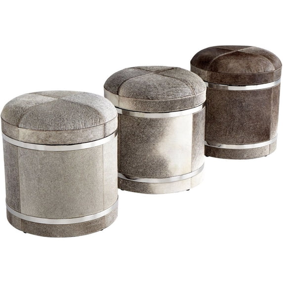 08876-Cyan lighting-Fabulous Faux - stool - 16 Inches Wide by 18 Inches High-Grey Finish