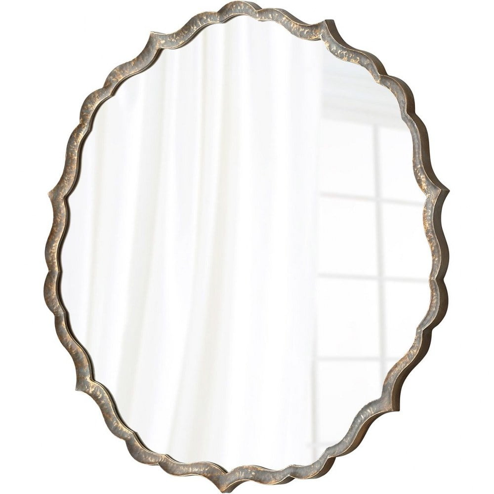 Rustic Round Bronze and Silver 44.25" Mirror