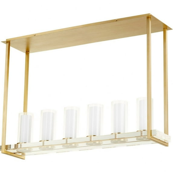 09227-Cyan lighting-Orion - six Light Flush Mount - 43.25 Inches Wide by 30 Inches High-Aged Brass Finish