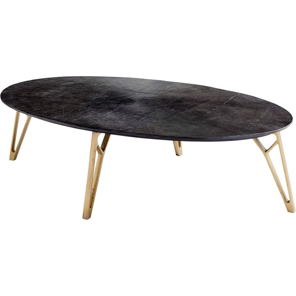 Contemporary Brown Metal Oval Outdoor Coffee Table with Storage