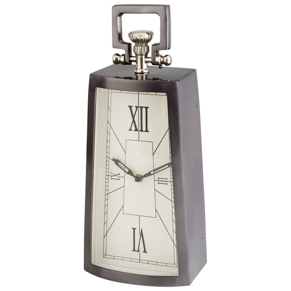 Cyan Design 09785 17" X 7" Doc Aluminum, Iron And Wood Analog Table Clock - Black