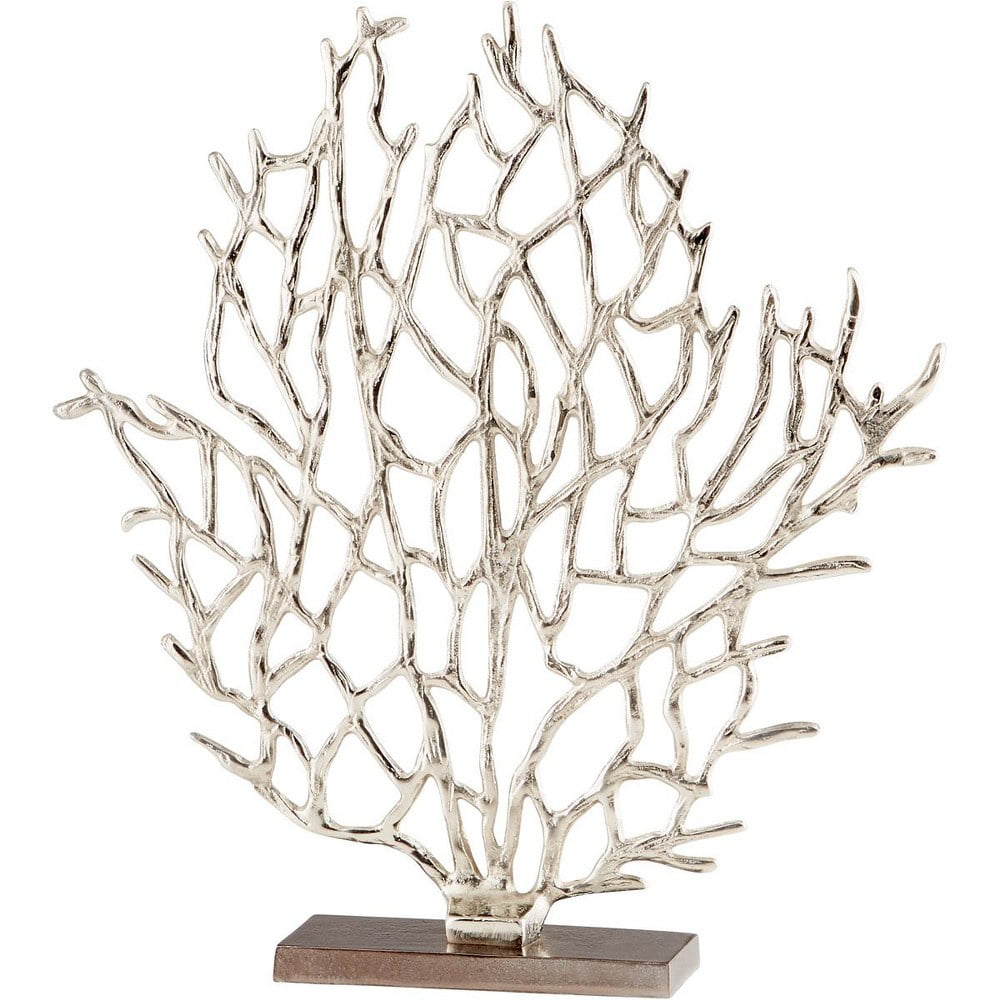 Contemporary Silver Nickel Coral-Inspired Sculpture, 17 Inch