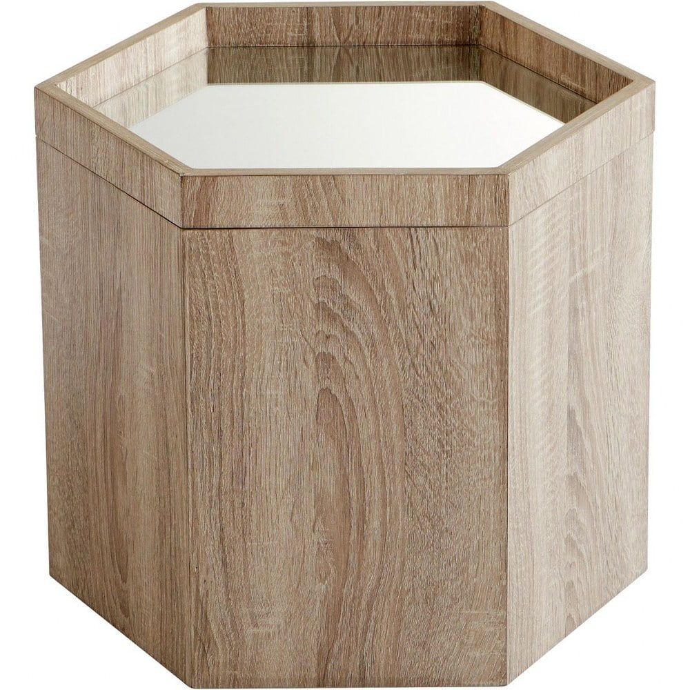 Contemporary Hexagonal Wood & Glass Honeycomb Mirrored Table
