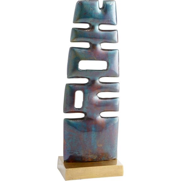Cyan Design 10087 Aluminum Chamberlin Abstract Statue - Cobalt Blue and Antique Brass
