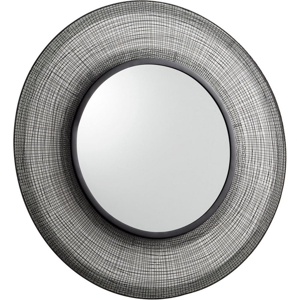 Graphite Round Contemporary Metal Wall Mirror