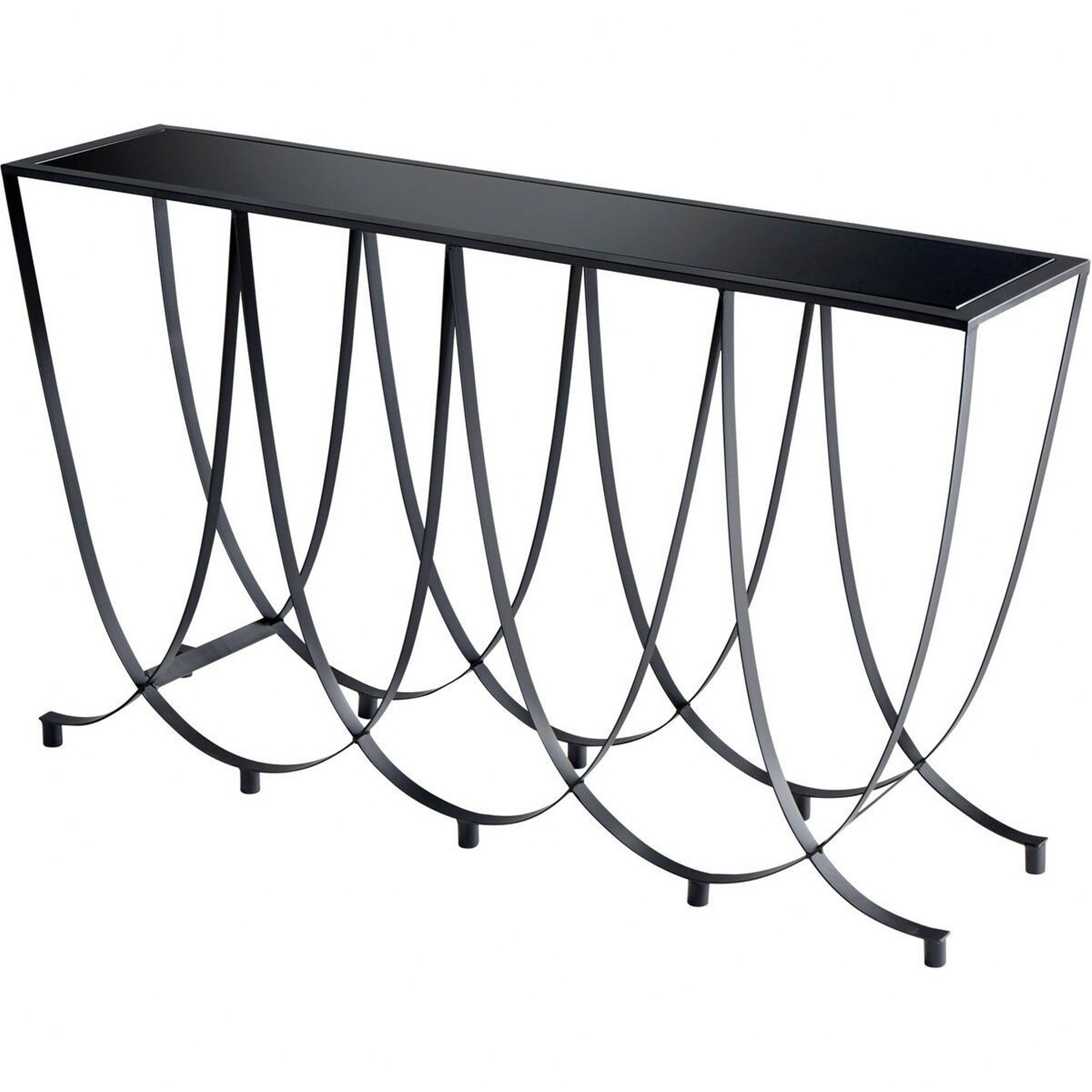 Suffolk 55'' Black Iron and Glass Console Table