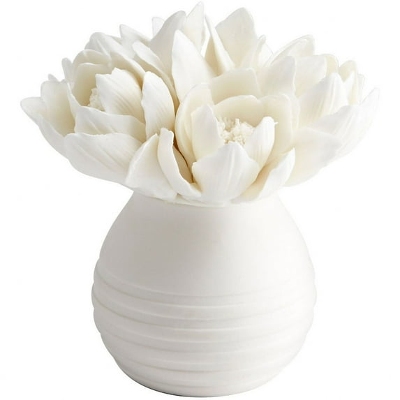 Cyan Design 10286 Ceramic Blooming Fleur Abstract Statue - White