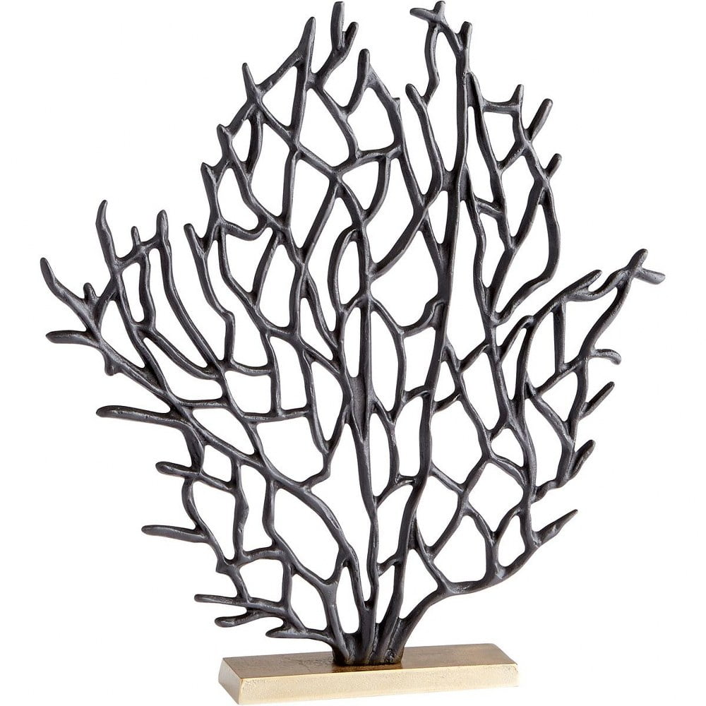16.75" Black and Gold Aluminum Coral Sculpture