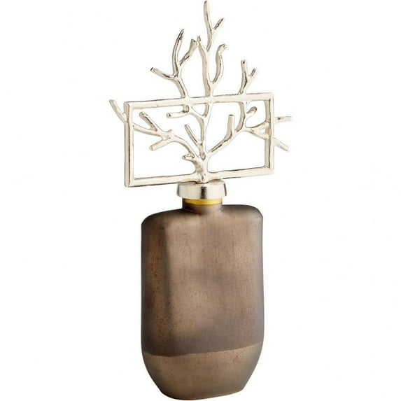 Cyan Design 10702 Aluminum And Glass Square Viewleaf Abstract Statue - Black Onyx and