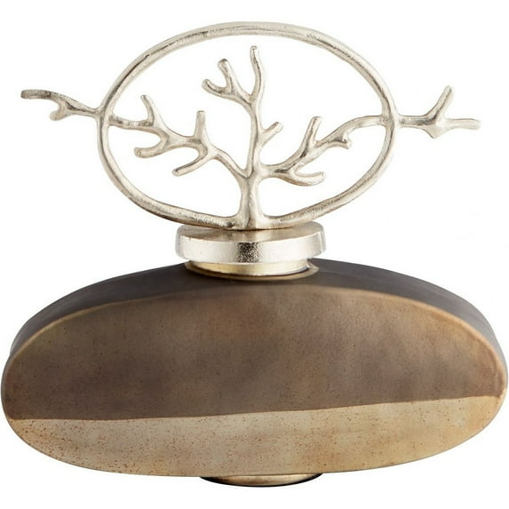 Cyan Design 10705 Aluminum And Glass Round Viewleaf Abstract Statue - Black Onyx and