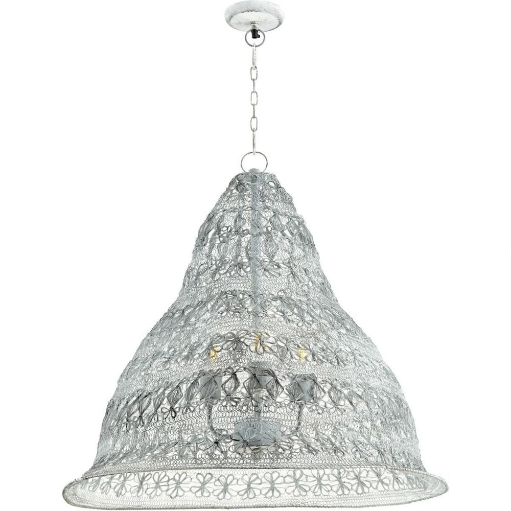 Graphite 3-Light Eclectic Metal Cage Pendant