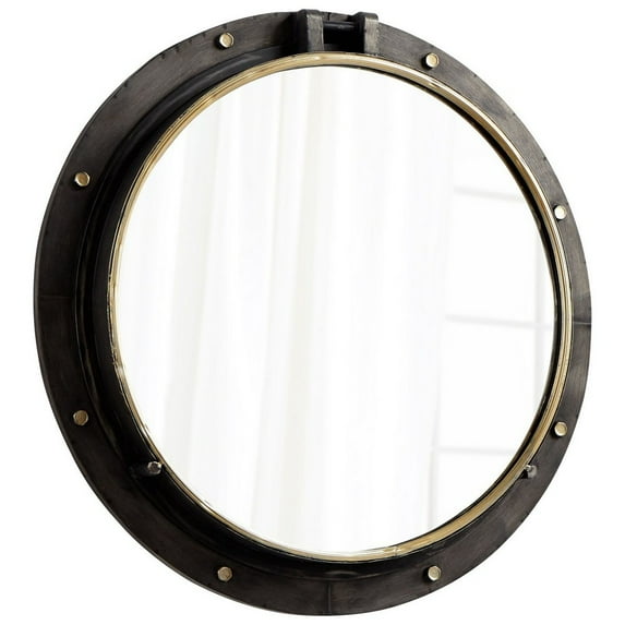Cyan lighting - Barrel - Round Mirror - 29.5 Inches Wide by 3.75 Inches Deep