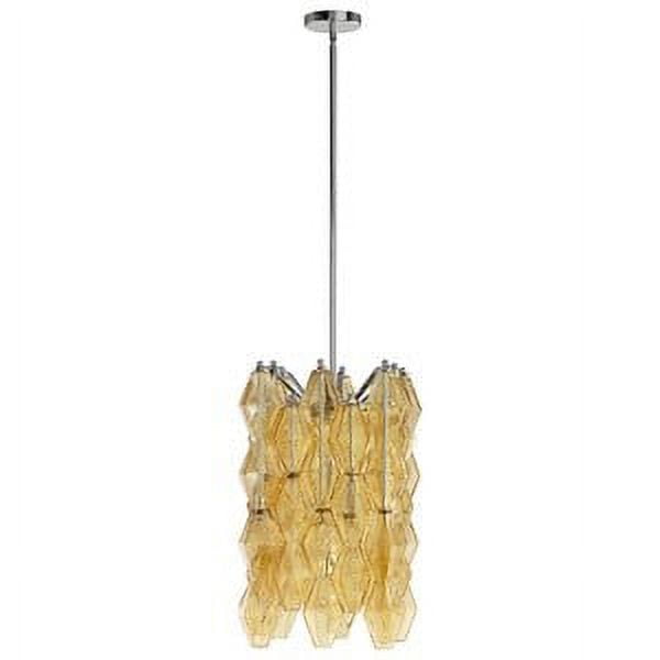 Amber Glass and Chrome Geometric Pendant Light