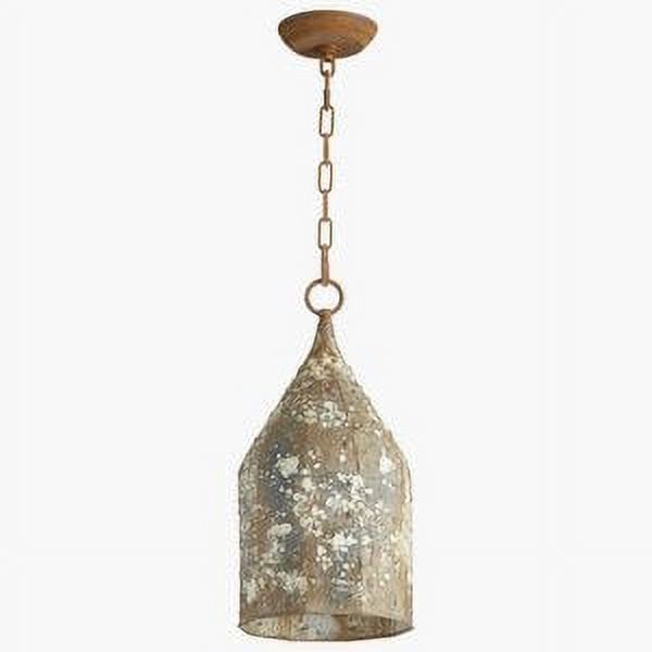 Aged Bronze 8.25" Iron Pendant with Rustic Charm