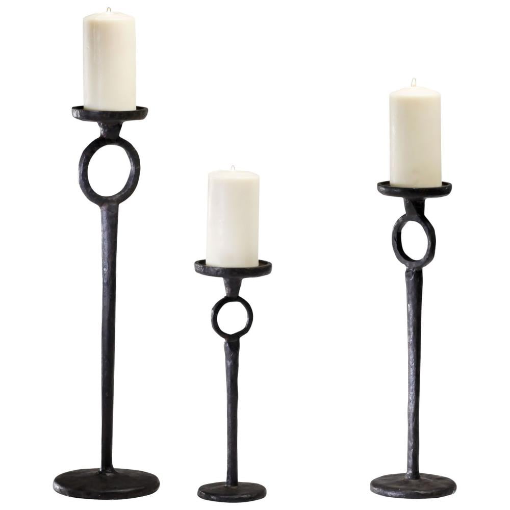 Duke 17" Contemporary Black Iron Candelabra