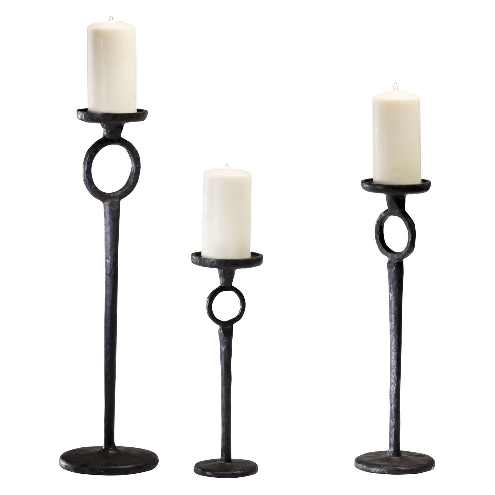 Duke 17" Contemporary Black Iron Candelabra