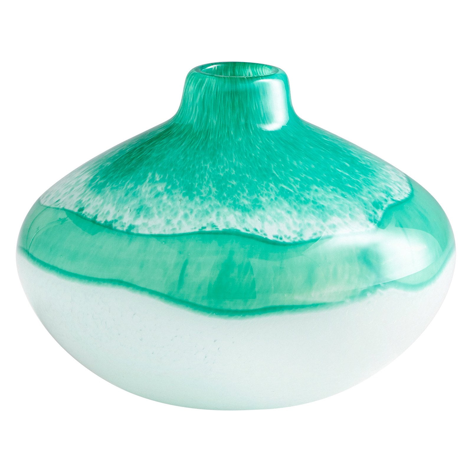 Turquoise Swirl 6" Glass Bud Table Vase in Blue/White