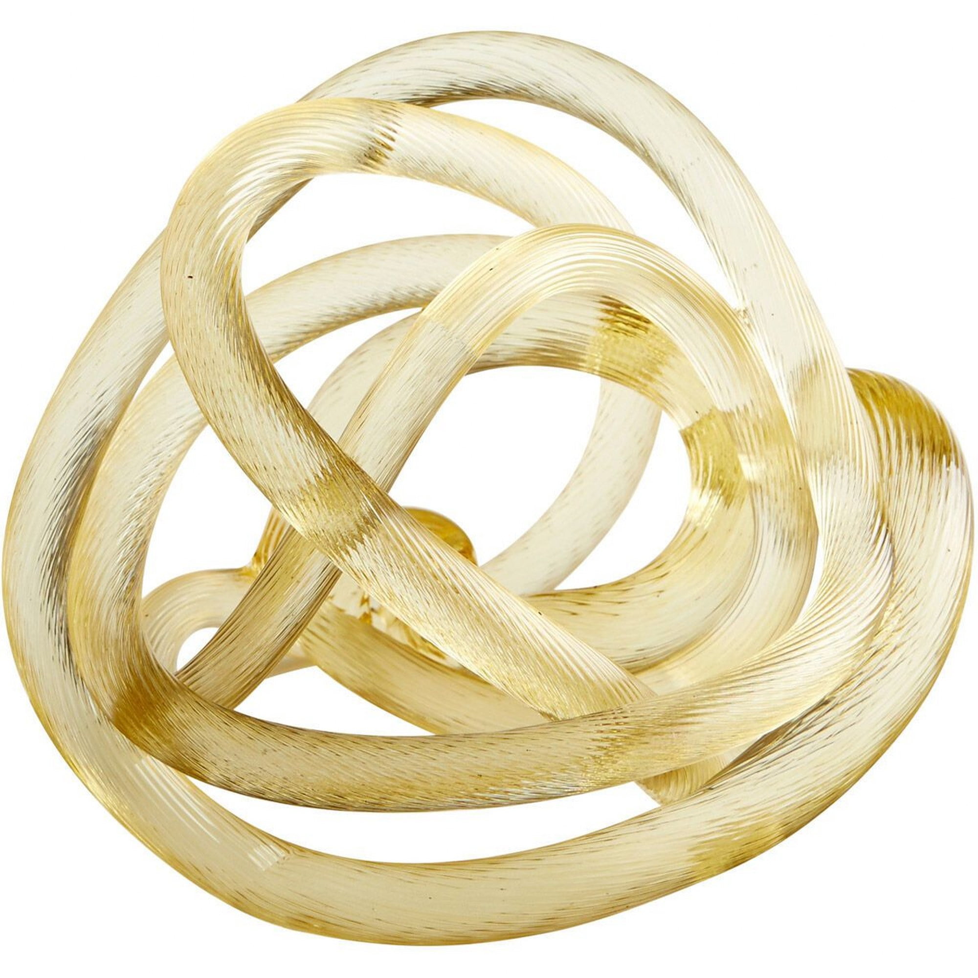 Elegant Gold Glass Orb Sculpture with Openwork Knot Design