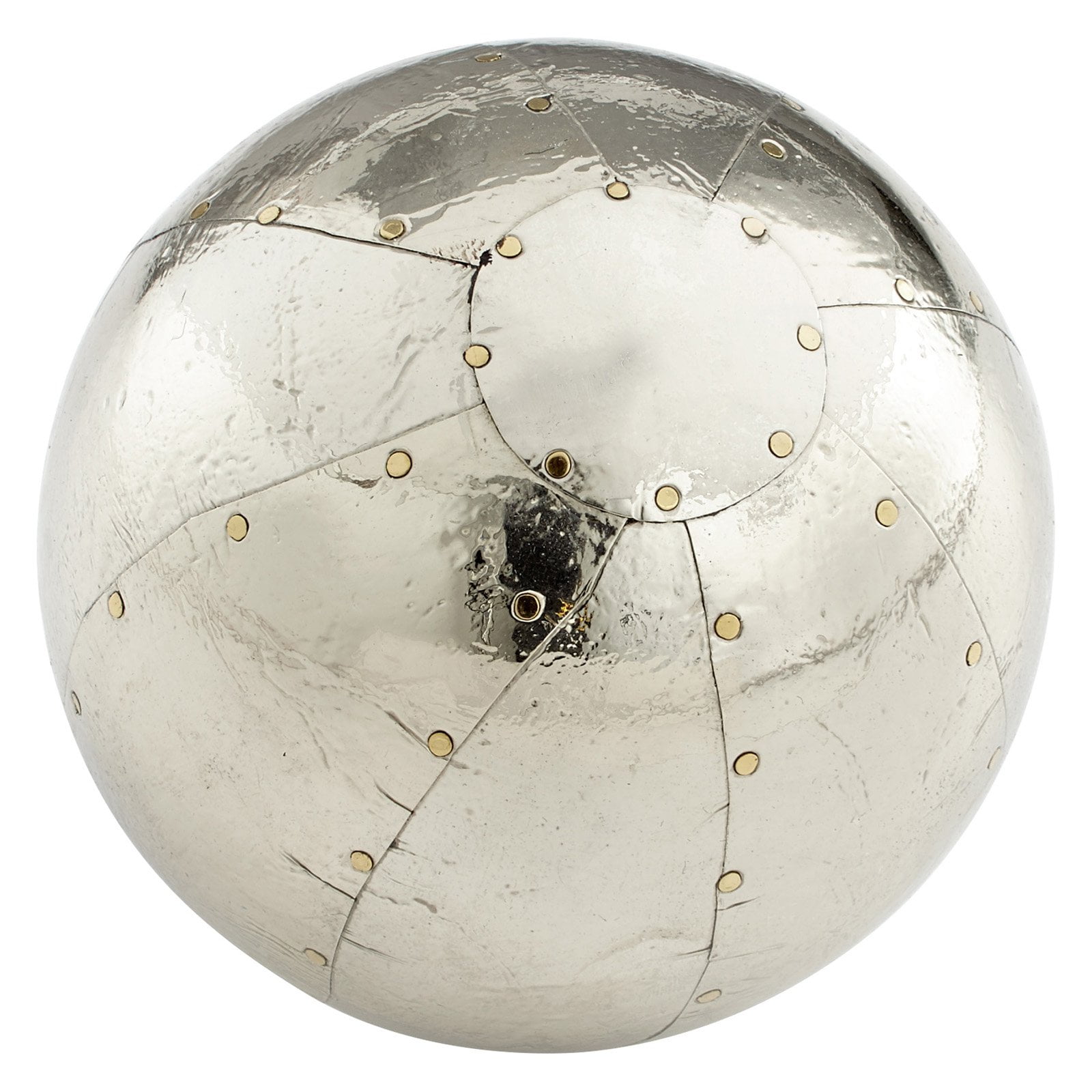 Small Silver Hammered Aluminum Orb Sculpture