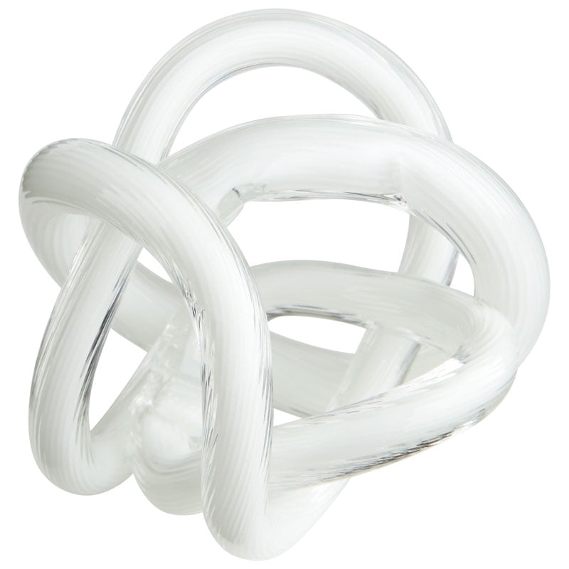 White Glass Interlace Orb Sculpture, 3.25 Inch