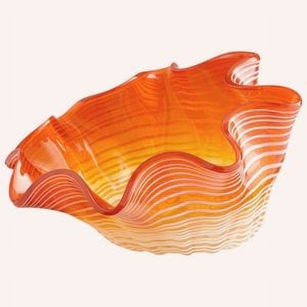 Handcrafted Orange Glass Fluted Decorative Bowl