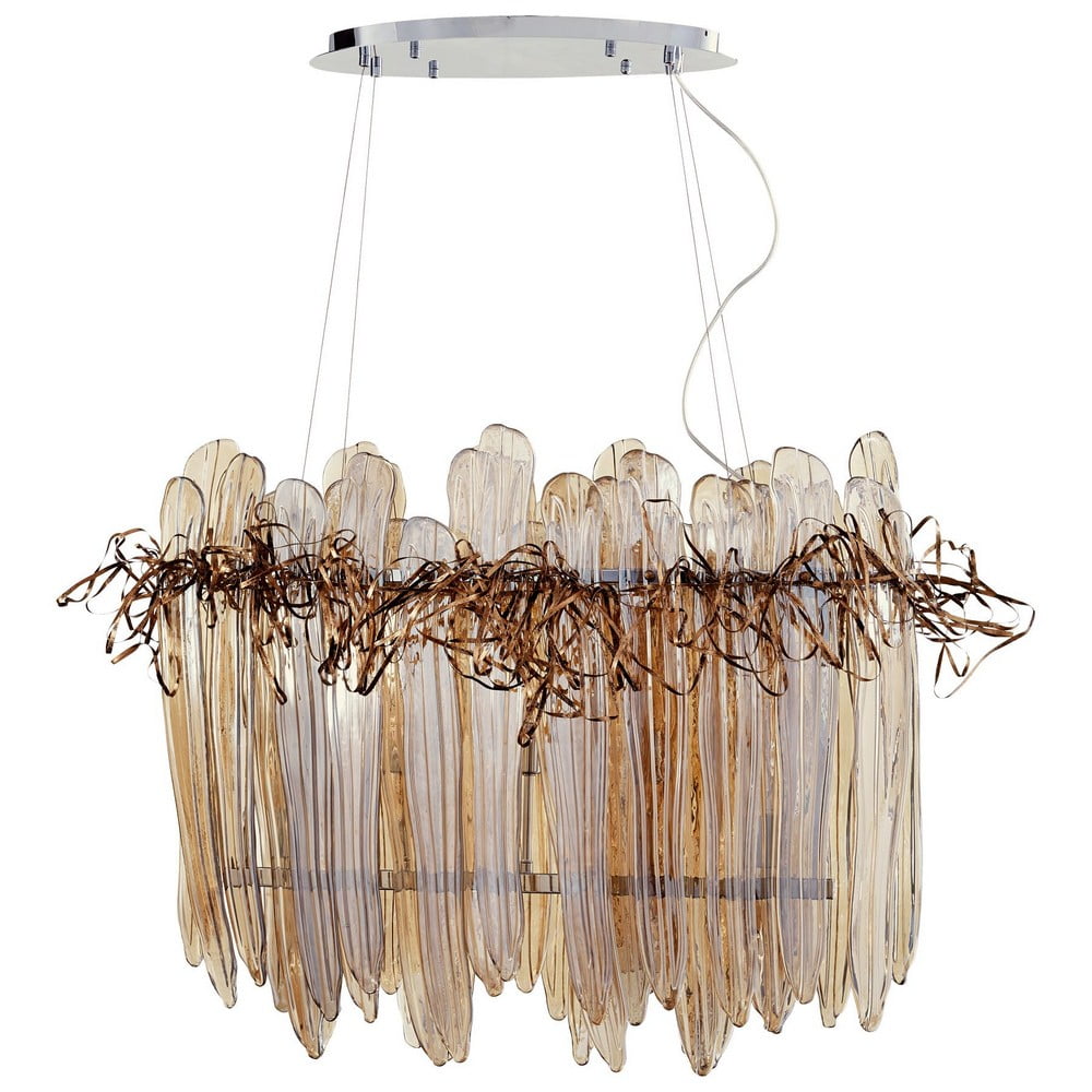 Contemporary Copper & Glass 35.5" Island Chandelier