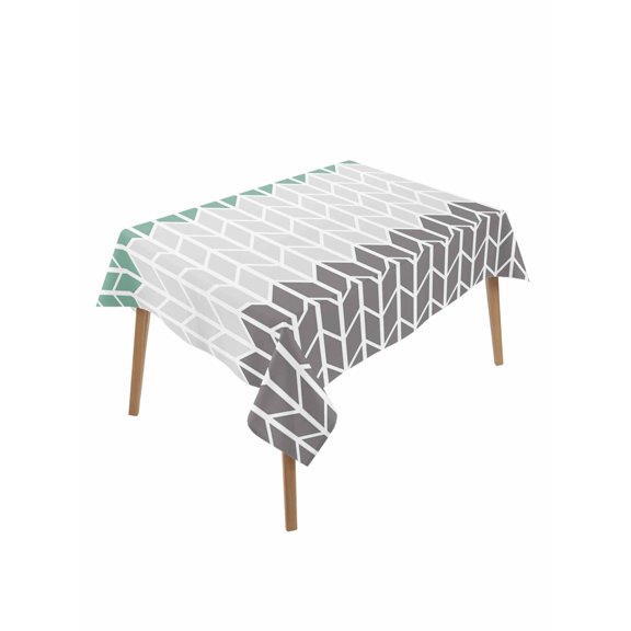 Cyan Gray Table Cloth 60x102 Inch Rectangle, Chevron Abstract Geometric Modern Art Waterproof Tablecloth Washable Table Cover for Party Picnic Dinner Decor