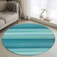 thumbnail image 1 of Cyan Green Round Rugs for Living Room 4ft Gradient Stripe Abstract Lines Texture Modern Non Slip Circle Rug Washable Low-Profile Indoor Carpet for Bedroom, Dining Room, Bathroom, 1 of 9