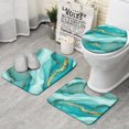 thumbnail image 1 of Cyan Marble Gold Spot Pattern Bathroom Rugs Sets 3 Piece,Toilet Cover Set,Absorbent Non Slip Bathroom Mats Sets with U-Shaped Contour Rug Toilet Rug Set, 1 of 5