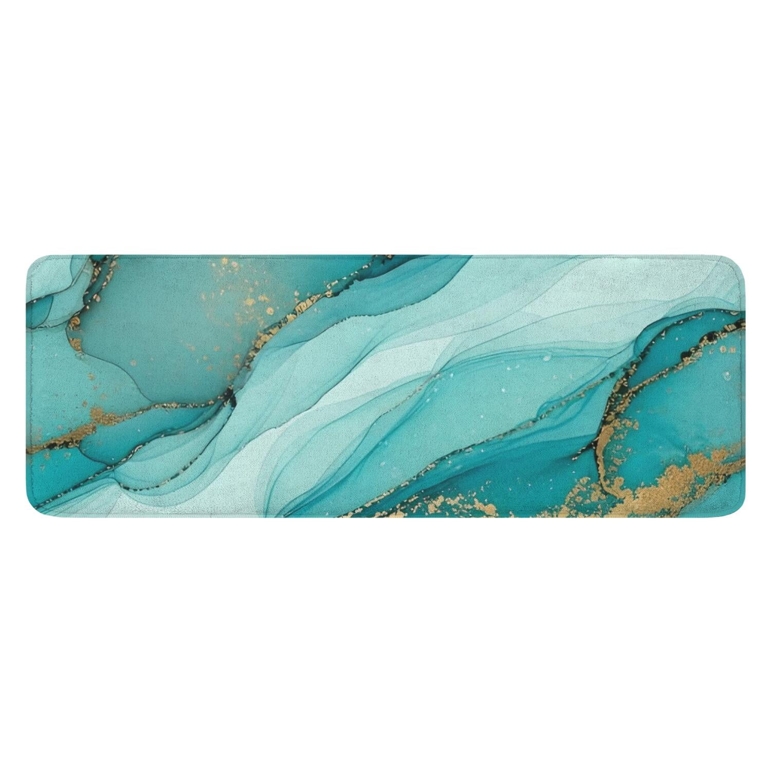 Cyan Marble Gold Spot Pattern Kitchen Rug Mat,Kitchen Runner Rugs Non ...