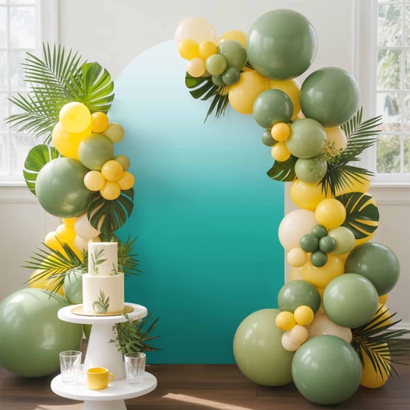 Cyan Turquoise Arch Backdrop Cover, 4FT, Gradient Spandex Arch Covers Double-Sided Backdrop for Wedding Birthday Party Photo Background Decoration