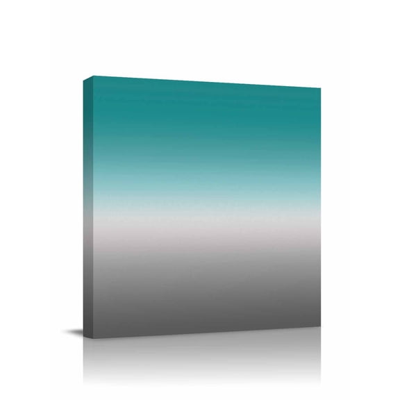 Cyan Turquoise Canvas Wall Art, Gray Gradient Framed Wall Decor Modern Artwork Prints Painting for Living Room, Bedroom, Kitchen & Cafe Decor 24x24 Inch
