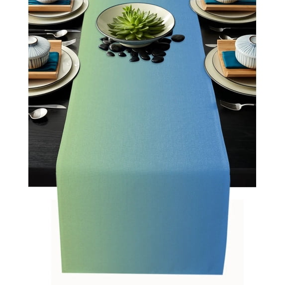 Cyan Turquoise Gray Gradient Table Runner Home Wedding Table Flag Mat Table Centerpieces Decoration Party Dining Long Tablecloth
