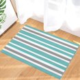 Cyan Turquoise Gray White Geometric Stripes Indoor Doormat NonSlip