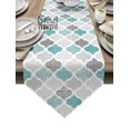 Cyan Turquoise Grey Geometric Moroccan Home Decor Table Runner Wedding