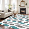 thumbnail image 1 of Cyan Turquoise Grey Large Area Rugs 5x8 ft Medieval Print Waves Geometric Washable Rug Non Slip Indoor Carpet Absorbent Floor Mat for Living Room Bedroom Dining Room, 1 of 9