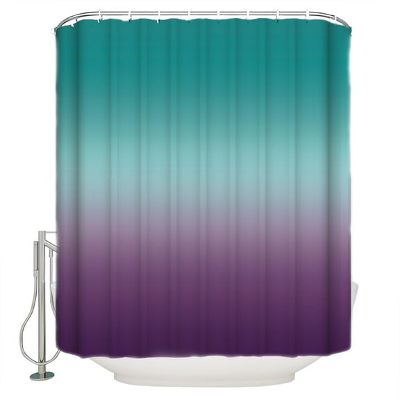 Cyan Turquoise Shower Curtain, 72" x 72", Purple Gridient Waterproof Bathroom Curtain Washable Shower Curtain Set with 12 Hooks
