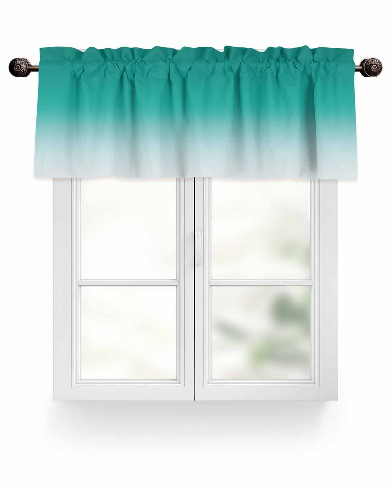 Cyan Turquoise Valances for Windows Gradient Valance Rod Pocket Light ...