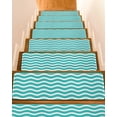 thumbnail image 1 of Cyan Water Ripple Stair Treads Non Slip for Steps Striped 4 Pcs Reusable Adhesive Stair Runner Mats for Dogs Elders Carpet Treads Rugs for Staircase 8x30 In, 1 of 7